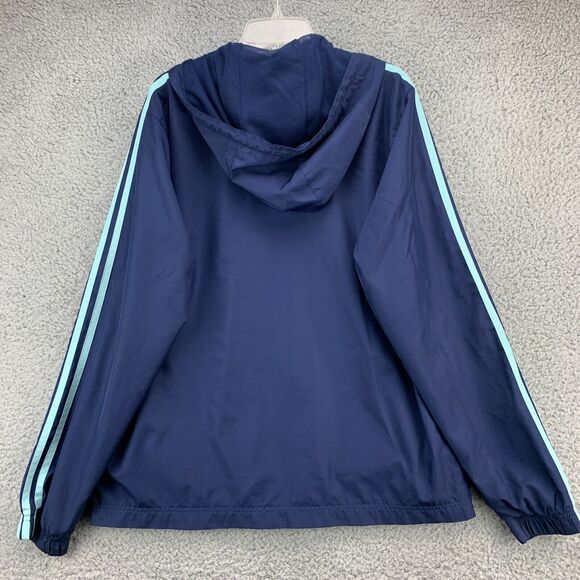 Adidas Mens Hoodie Jacket Size Large Navy Blue Three Striped Lined Lightweight - Picture 3 of 12